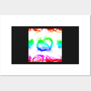 Funky Rainbow Hearts With White Background Posters and Art